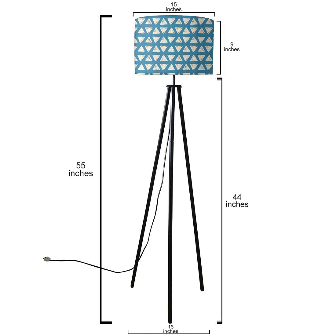 Tripod Floor Lamp Standing Light for Living Rooms - Blue Pattern Nutcase