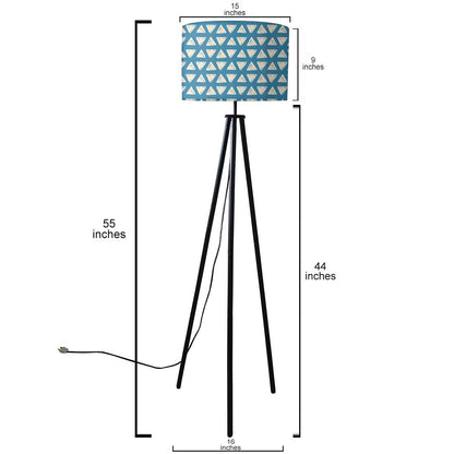 Tripod Floor Lamp Standing Light for Living Rooms - Blue Pattern Nutcase