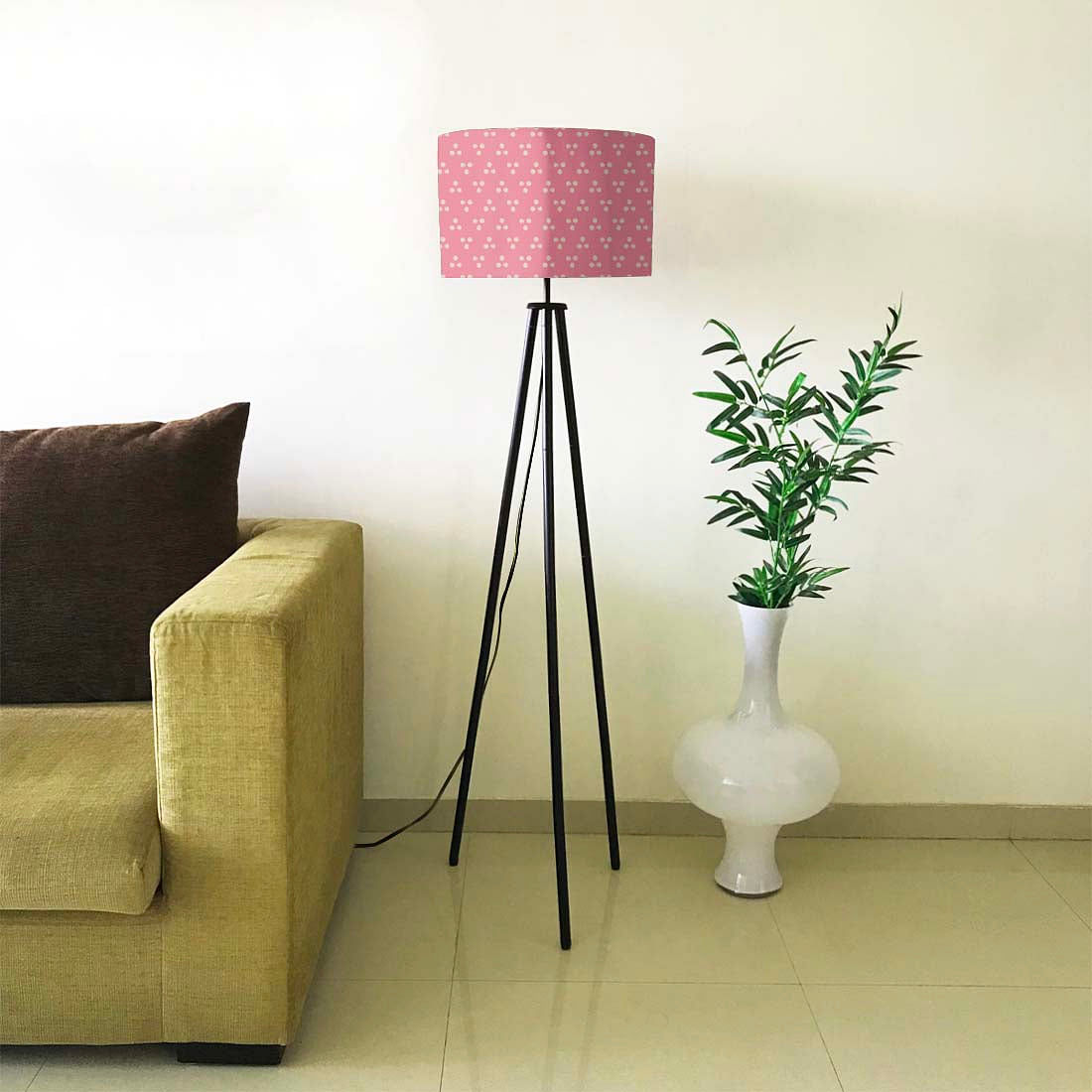 Tripod Floor Lamp Standing Light for Living Rooms -Pink Dots Nutcase