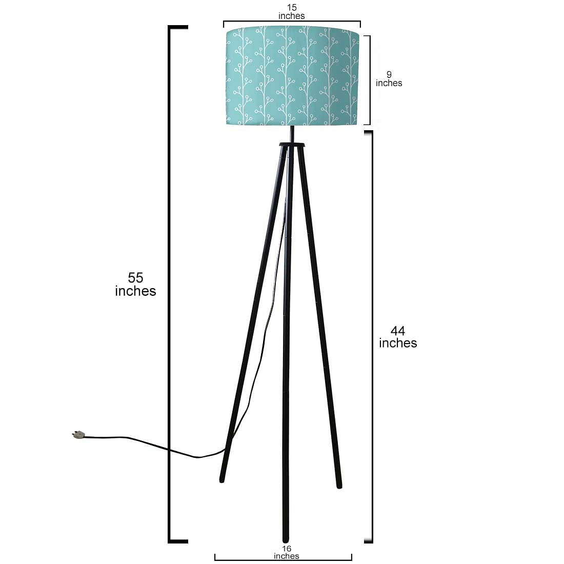 Tripod Floor Lamp Standing Light for Living Rooms -Blue White Branches Nutcase