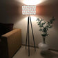 Tripod Standing Floor Lamp in Bedroom - Pink Floral Nutcase