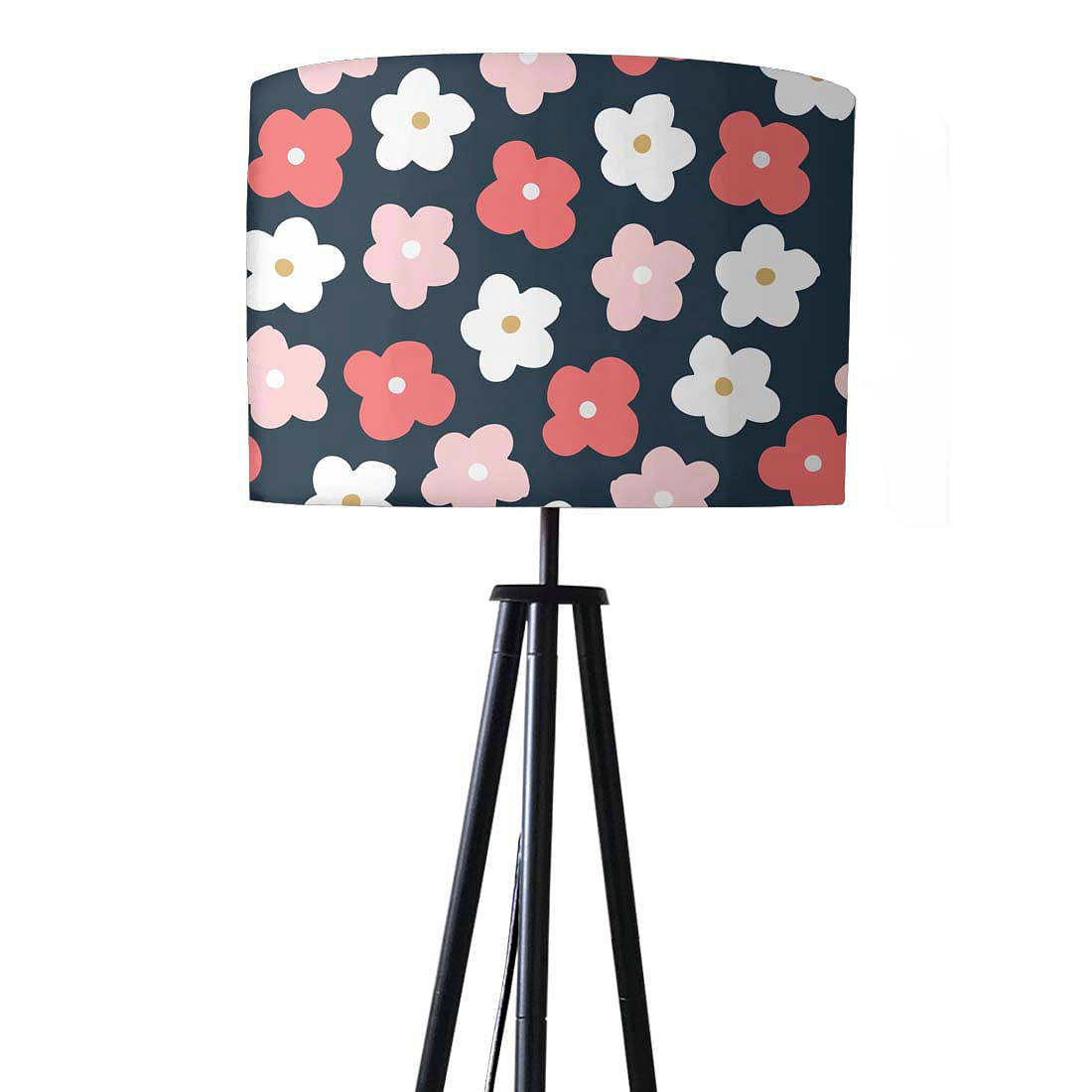Tripod Floor Lamp Standing Light for Living Rooms -Black Pink Floral Nutcase