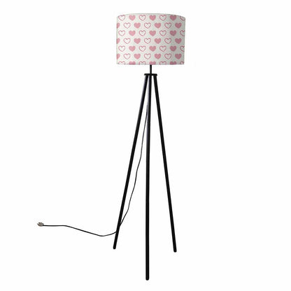 Tripod Floor Lamp Standing Light for Living Rooms - Pink Hearts Nutcase