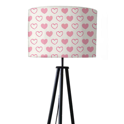 Tripod Floor Lamp Standing Light for Living Rooms - Pink Hearts Nutcase