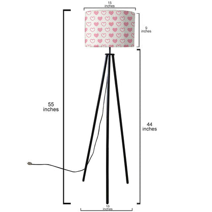 Tripod Floor Lamp Standing Light for Living Rooms - Pink Hearts Nutcase