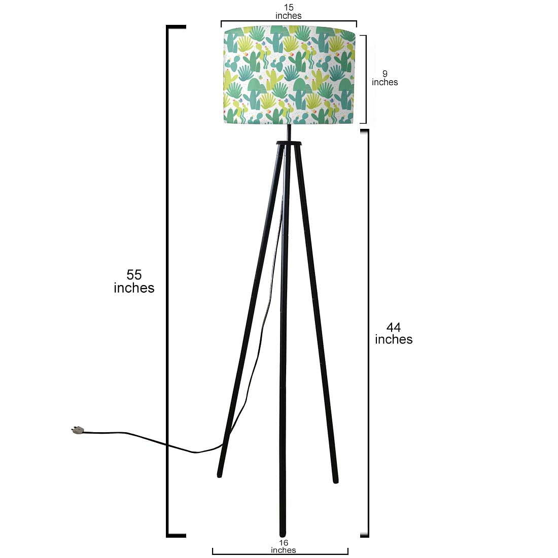 Tripod Floor Lamp Standing Light for Living Rooms -Cactus Love Nutcase