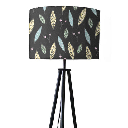 Tripod Floor Lamp Standing Light for Living Rooms - Leaves On Black Nutcase