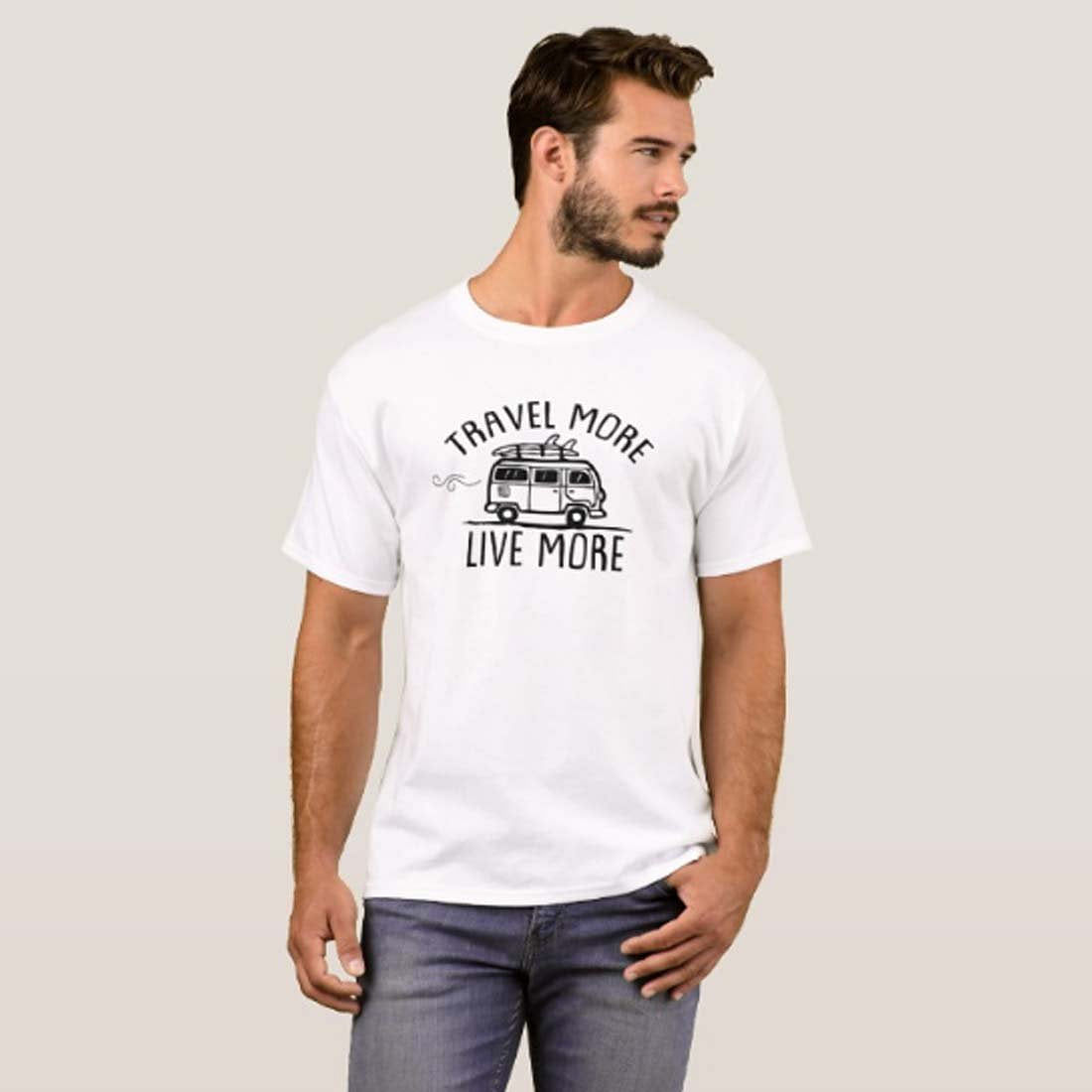 Nutcase Designer Round Neck Men's T-Shirt Wrinkle-Free Poly Cotton Tees - Travel More Live More Nutcase
