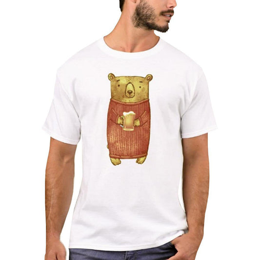 Nutcase Designer Round Neck Men's T-Shirt Wrinkle-Free Poly Cotton Tees - Beer Panda Nutcase