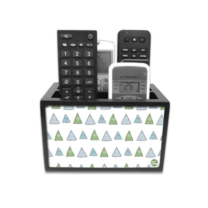 Designer TV Remote Holder Organizer - Green Woods Triangles Nutcase