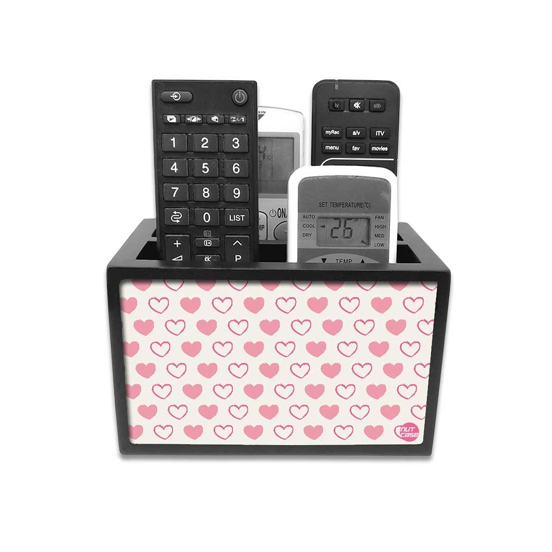 Organizer For TV AC Remotes - Pink Valentine Hearts Nutcase