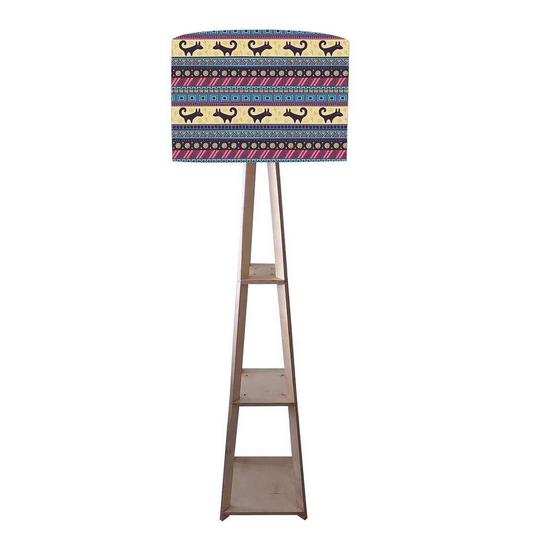 Floor Wooden Shelf Lamp for Bedroom  - Aztec Nutcase