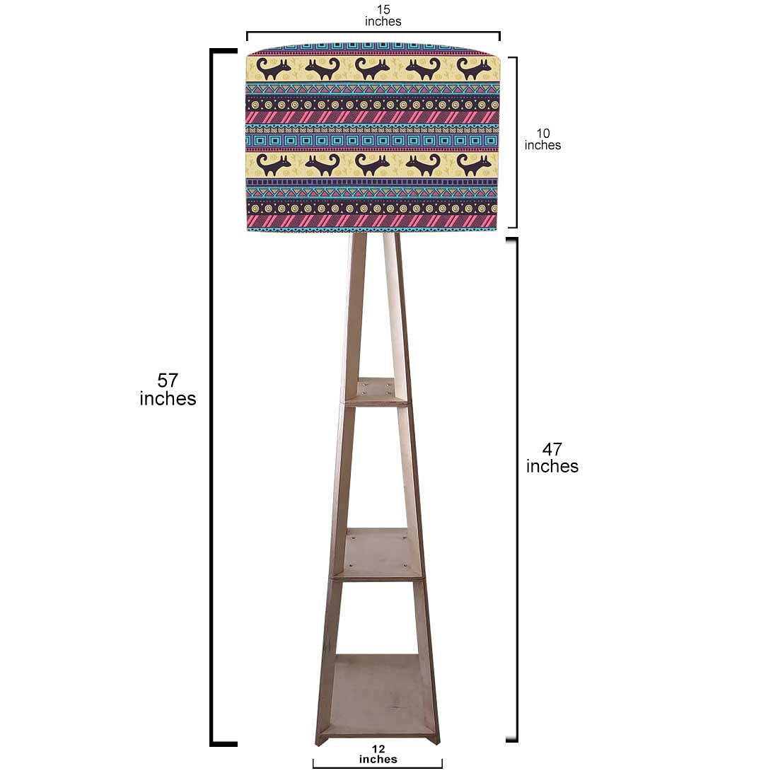 Floor Wooden Shelf Lamp for Bedroom  - Aztec Nutcase