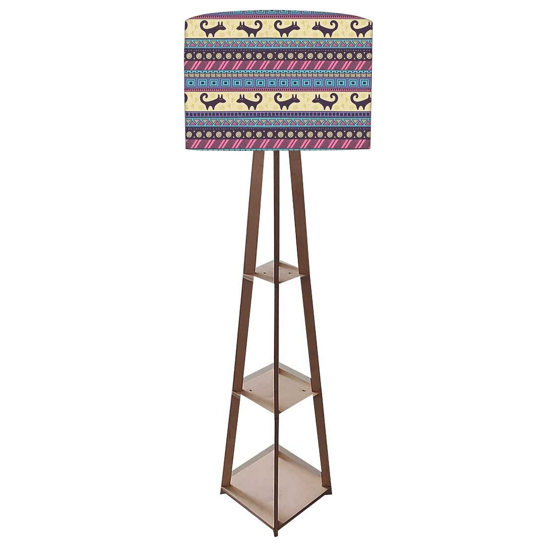 Floor Wooden Shelf Lamp for Bedroom  - Aztec Nutcase