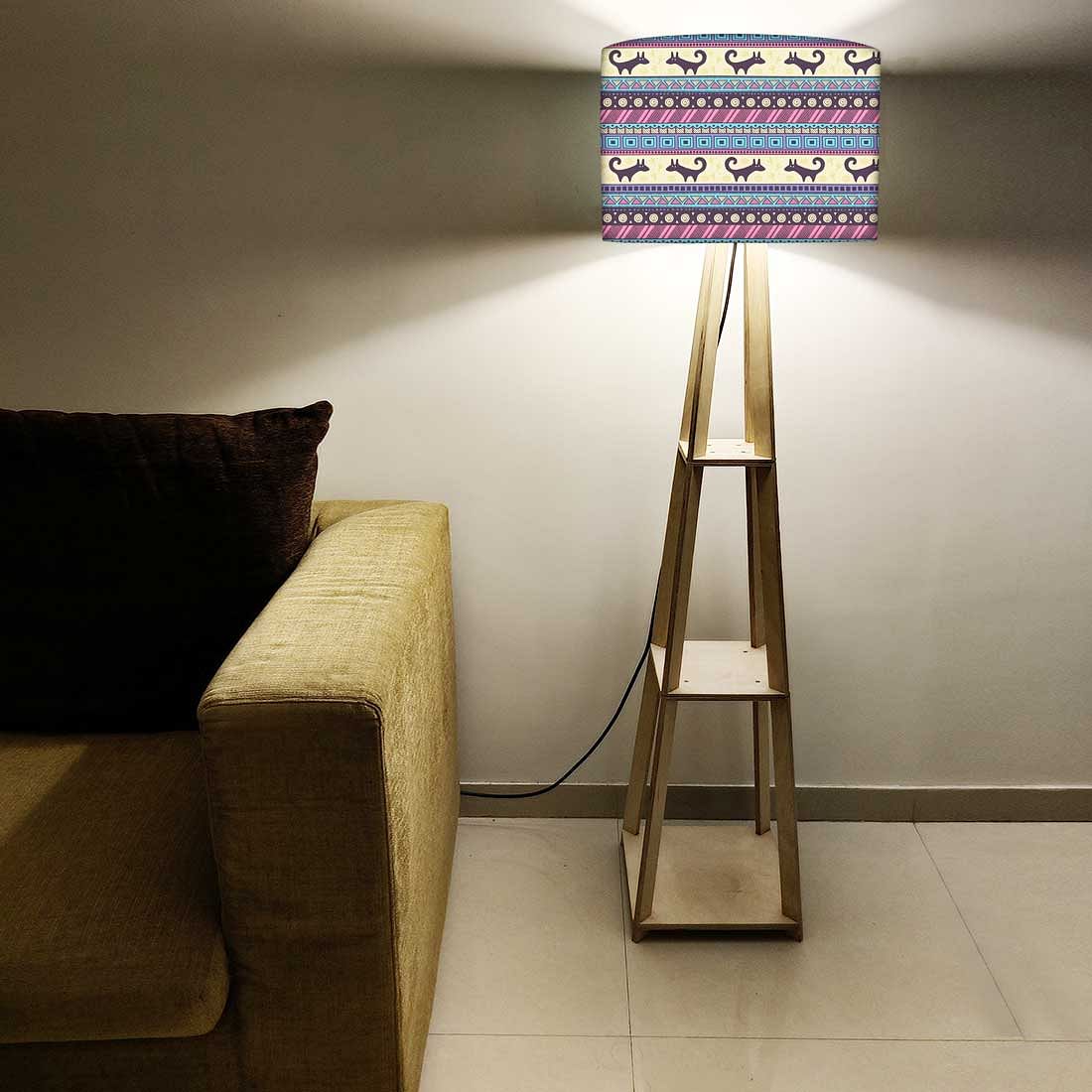 Floor Wooden Shelf Lamp for Bedroom  - Aztec Nutcase