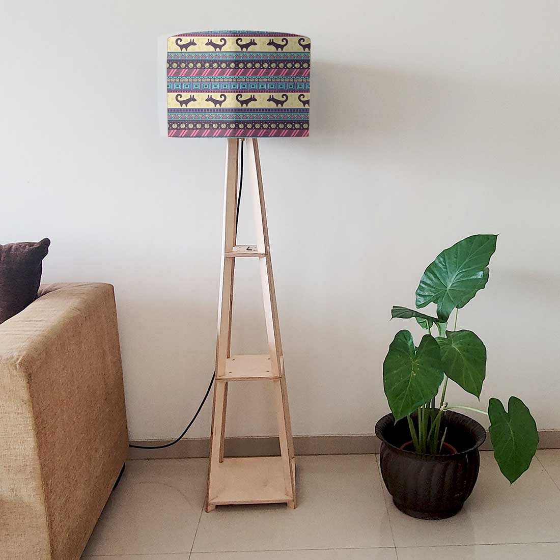 Floor Wooden Shelf Lamp for Bedroom  - Aztec Nutcase