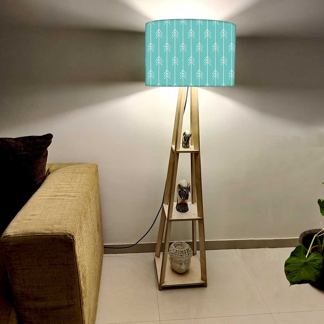 Tall Wooden Standing Lamps  -   Teal Blue Arrows Nutcase