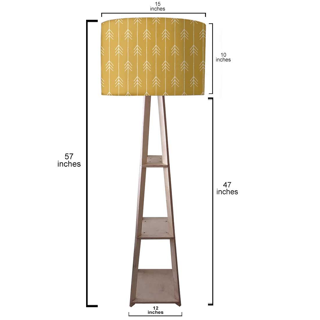 Yellow Wooden Floor Lamps with Shelf for Bedroom Nutcase