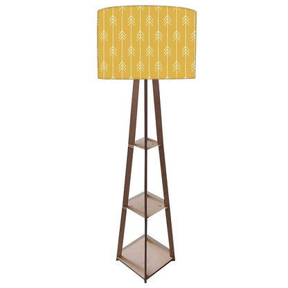 Yellow Wooden Floor Lamps with Shelf for Bedroom Nutcase