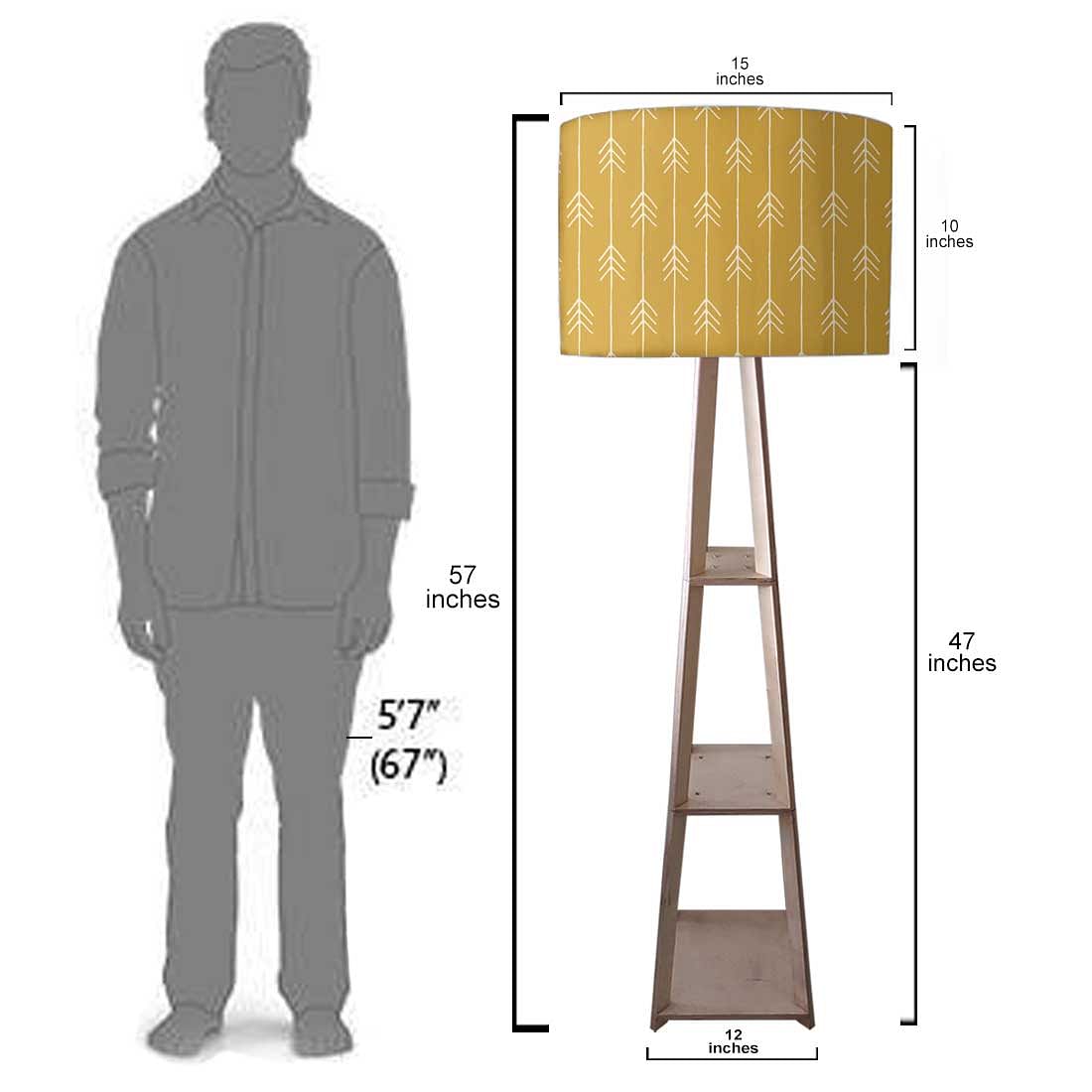 Yellow Wooden Floor Lamps with Shelf for Bedroom Nutcase