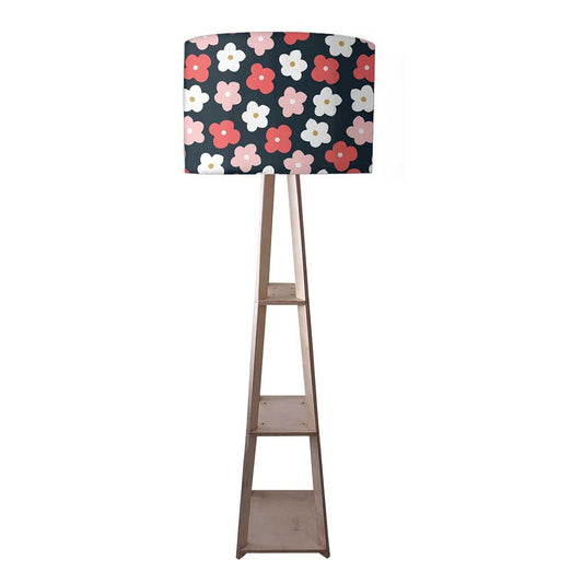 Floor Lamp with Shelves  -   Black Pink Floral Nutcase