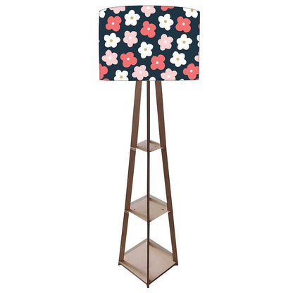 Floor Lamp with Shelves  -   Black Pink Floral Nutcase