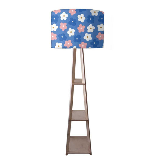 Standing Tripod Lamp  -   Blue Pink Flowers Nutcase