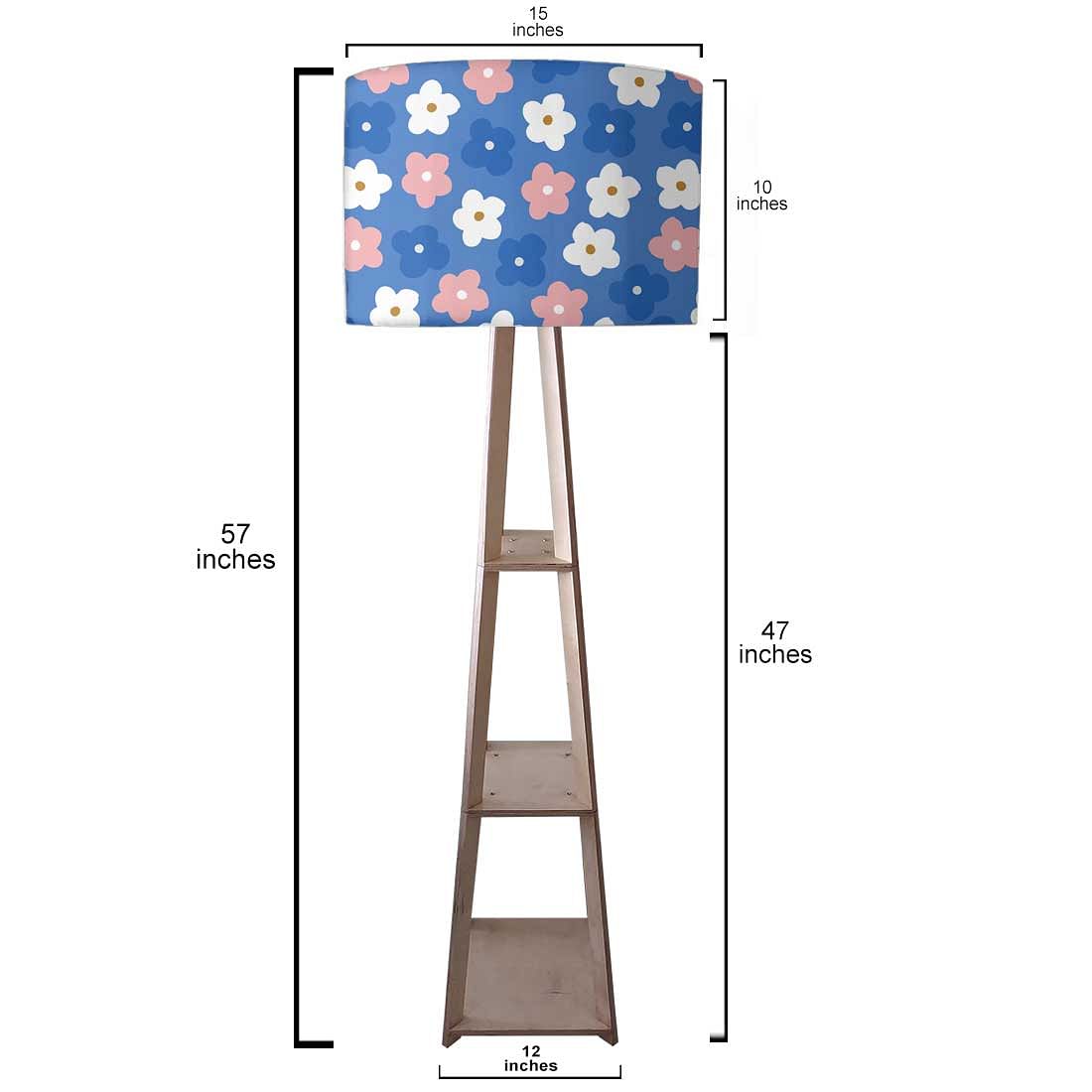 Standing Tripod Lamp  -   Blue Pink Flowers Nutcase
