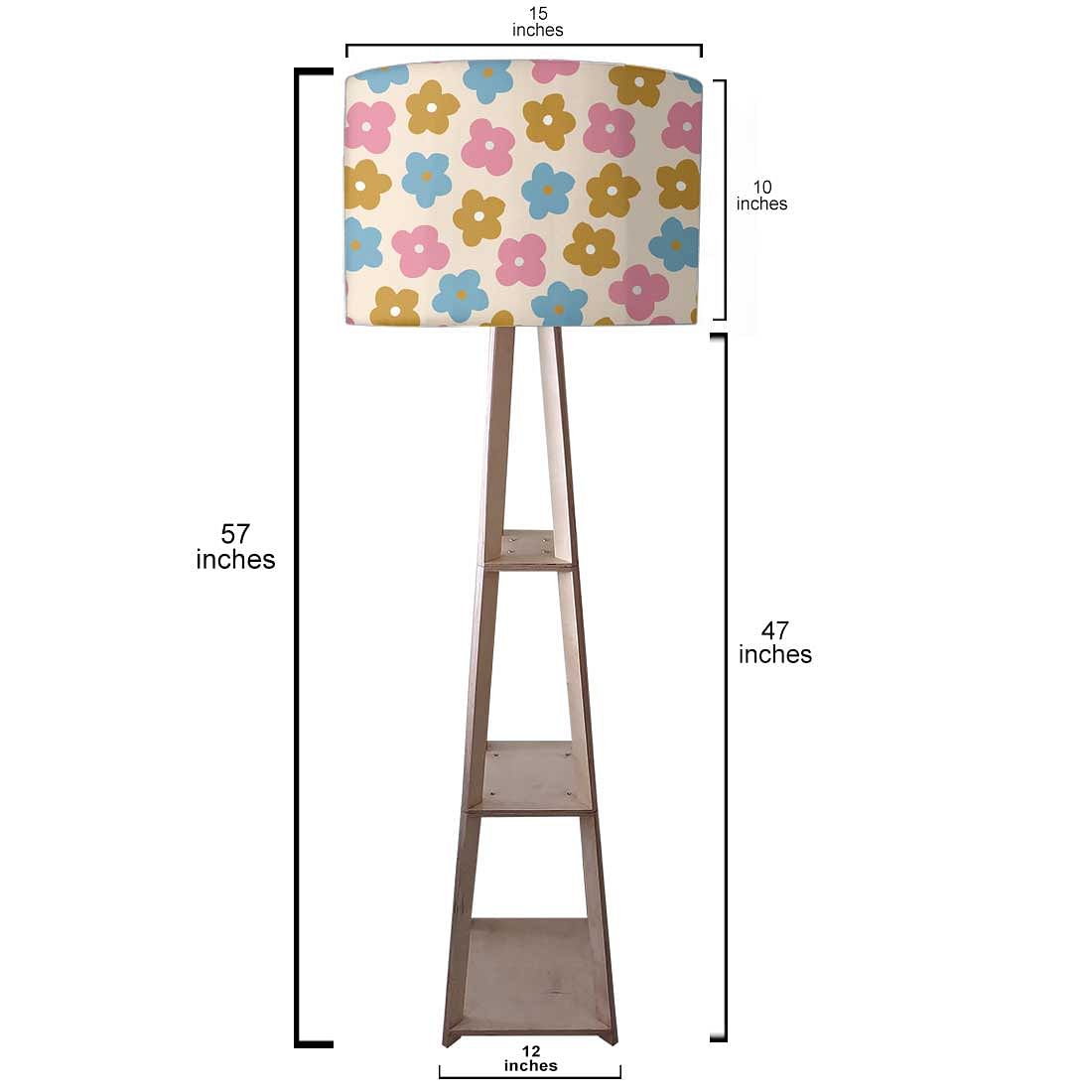 Wooden Tripod Floor Lamp for Kids Room -  Pastel Flowers Nutcase