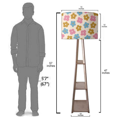 Wooden Tripod Floor Lamp for Kids Room -  Pastel Flowers Nutcase