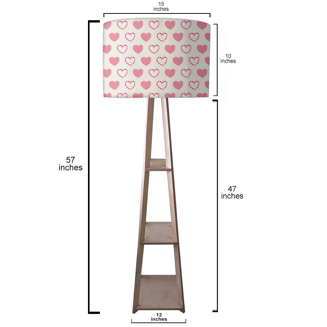 Large Wooden Floor Lamp  -   Pink Hearts Nutcase