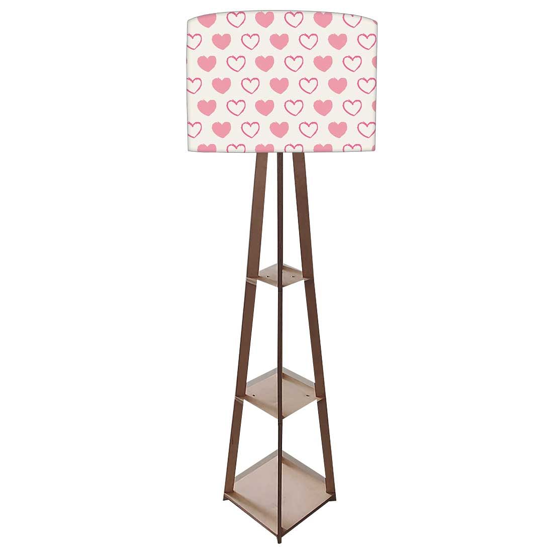 Large Wooden Floor Lamp  -   Pink Hearts Nutcase