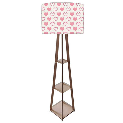 Large Wooden Floor Lamp  -   Pink Hearts Nutcase