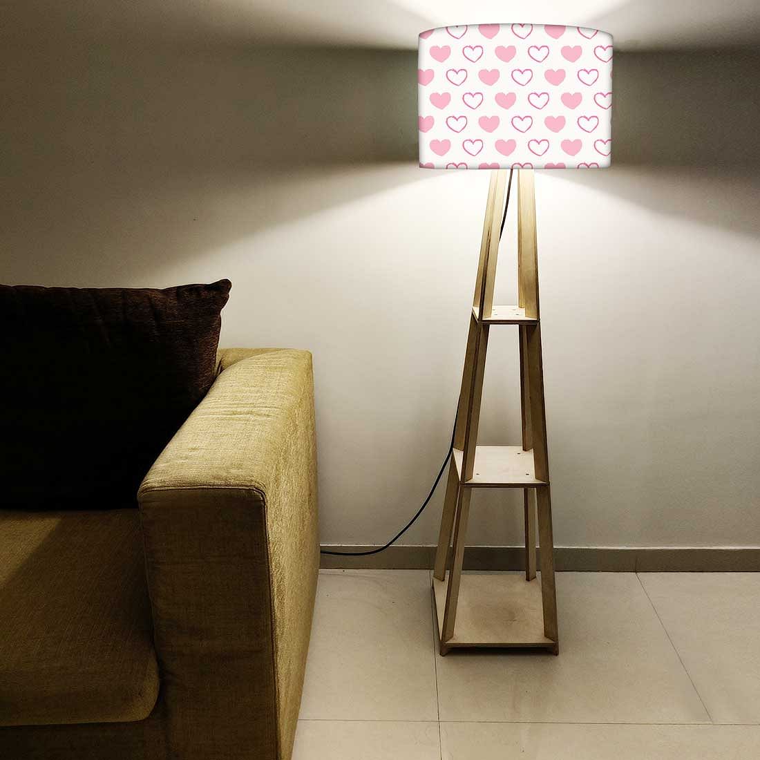 Large Wooden Floor Lamp  -   Pink Hearts Nutcase