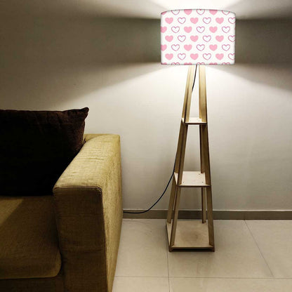 Large Wooden Floor Lamp  -   Pink Hearts Nutcase