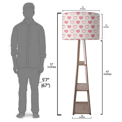 Large Wooden Floor Lamp  -   Pink Hearts Nutcase
