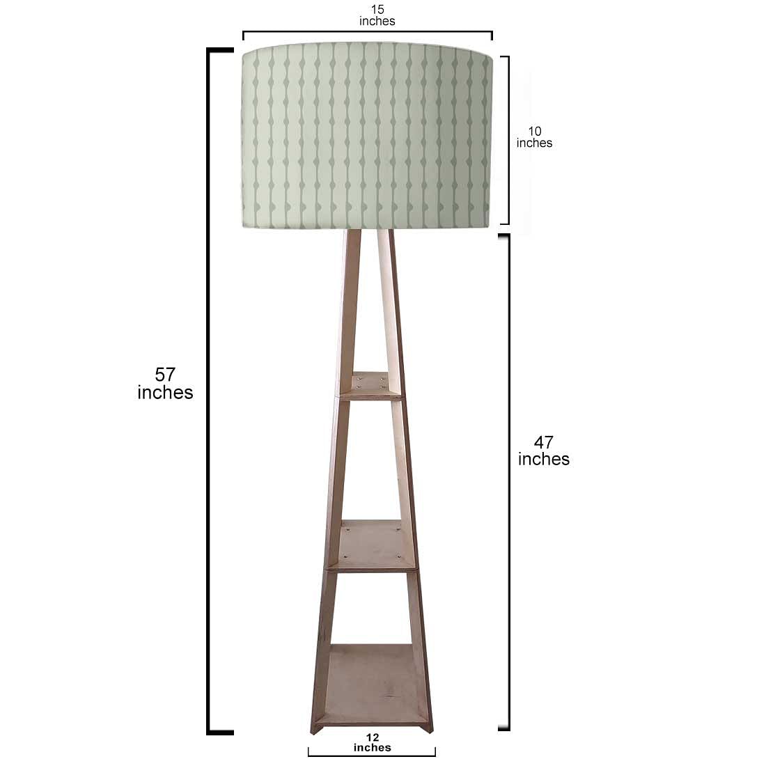 Wooden Corner Lamps with Shelves  -   Green Lines Nutcase