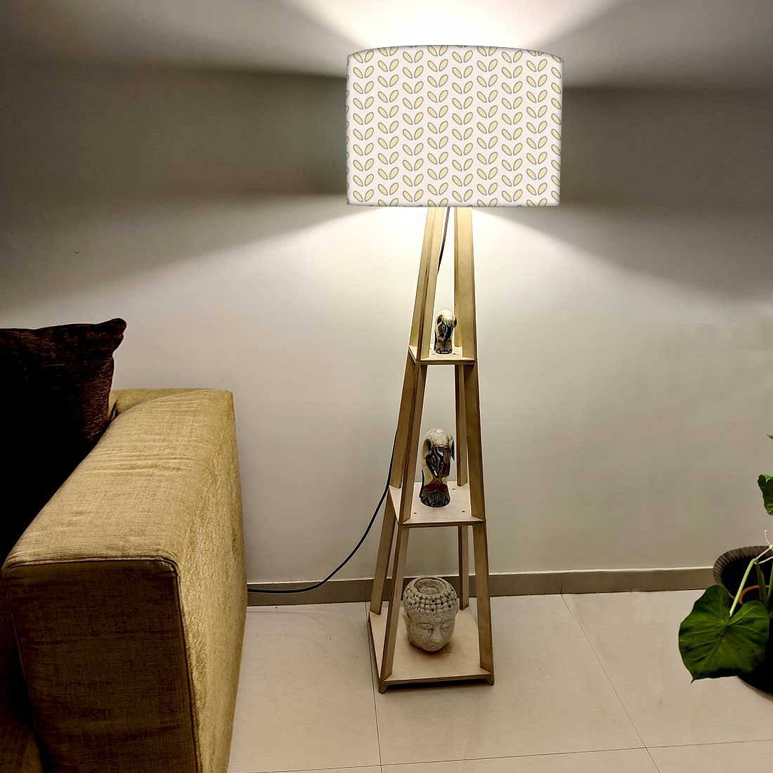Floor Standing Lamps  -   Flower Buds Yellow Pattern Nutcase