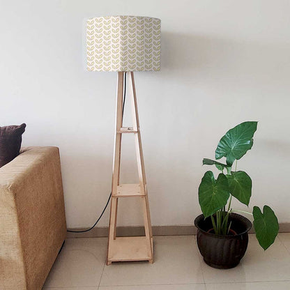 Floor Standing Lamps  -   Flower Buds Yellow Pattern Nutcase