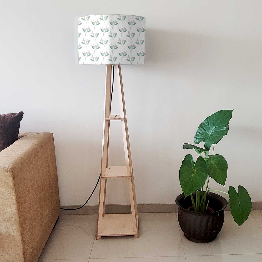Standing Wooden Tripod Light  -   Green Flowers Nutcase