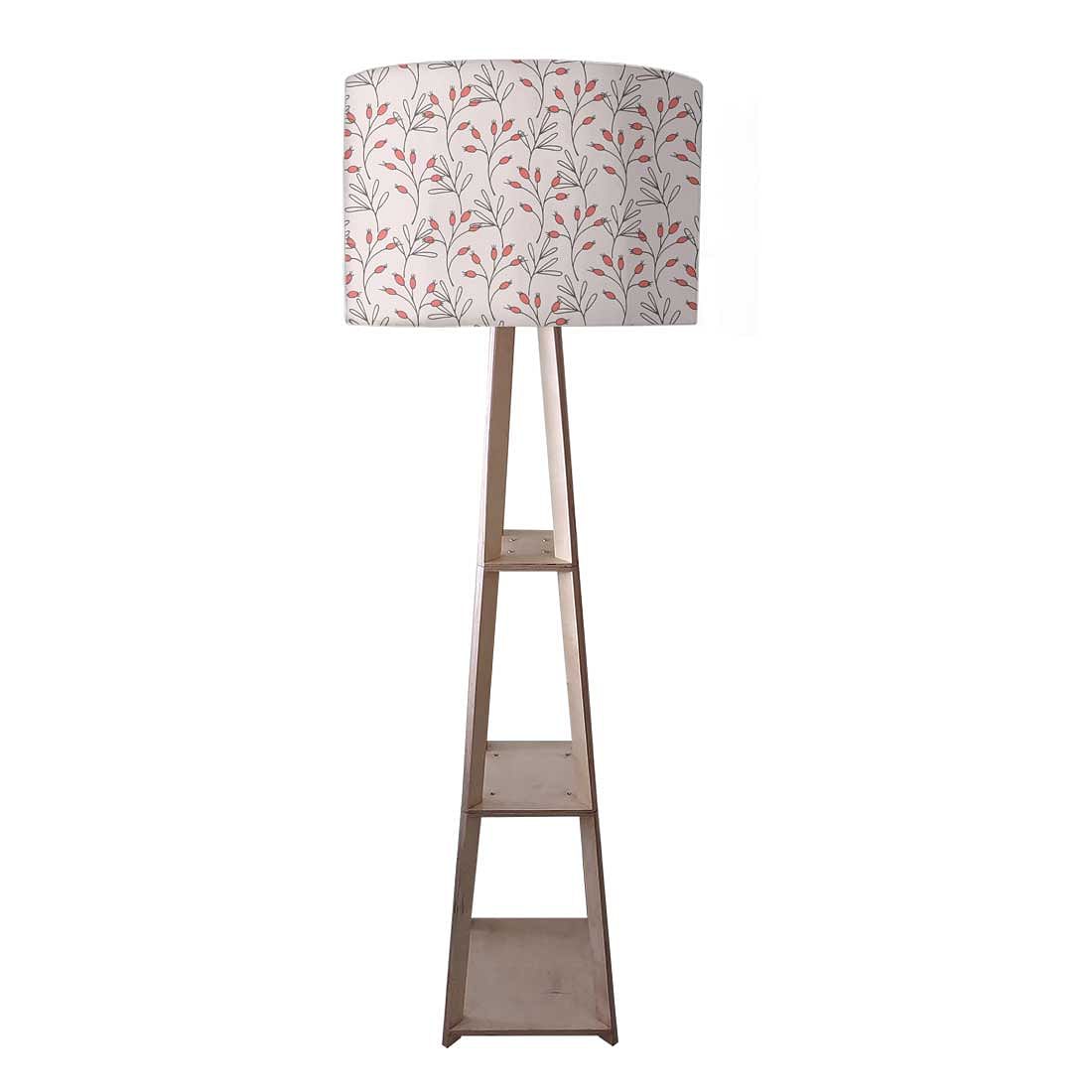 Wooden Tripod Floor Lamp  -   Red Flowers Nutcase
