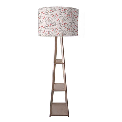 Wooden Tripod Floor Lamp  -   Red Flowers Nutcase