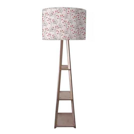 Wooden Tripod Floor Lamp  -   Red Flowers Nutcase