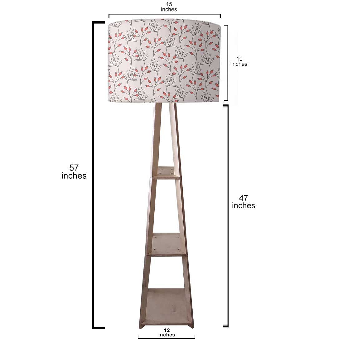 Wooden Tripod Floor Lamp  -   Red Flowers Nutcase