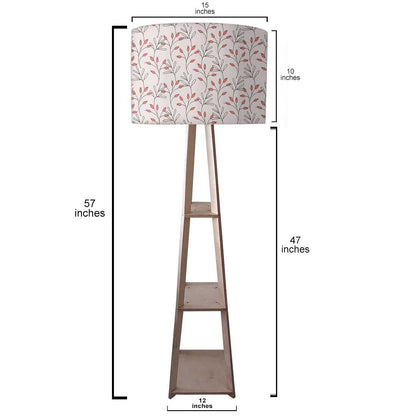 Wooden Tripod Floor Lamp  -   Red Flowers Nutcase