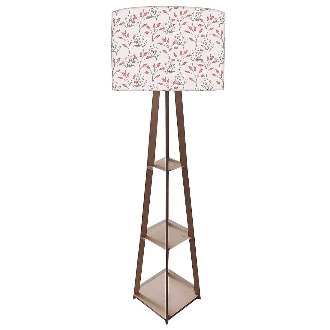 Wooden Tripod Floor Lamp  -   Red Flowers Nutcase