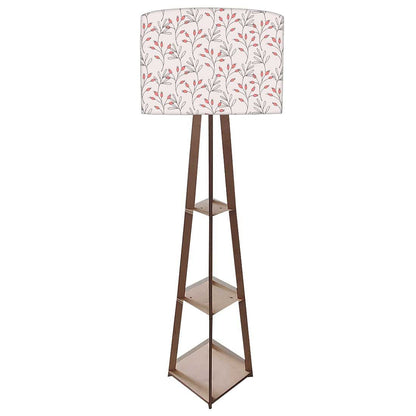 Wooden Tripod Floor Lamp  -   Red Flowers Nutcase