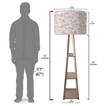 Wooden Tripod Floor Lamp  -   Red Flowers Nutcase