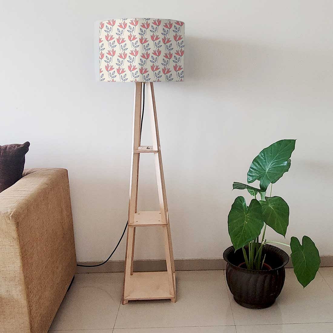 Standing Lamps For Living Room  -   Red Grey Flowers Nutcase