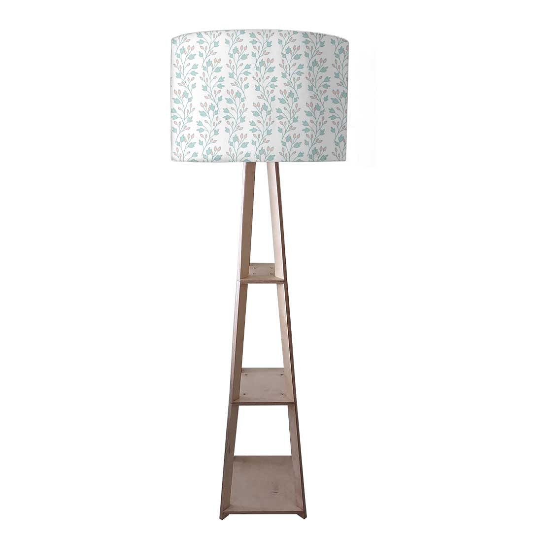 Large Wooden Floor Lamp  -   White Flowers Nutcase